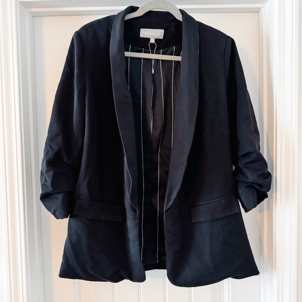 Open Ruched Three Quarter Sleeve Blazer